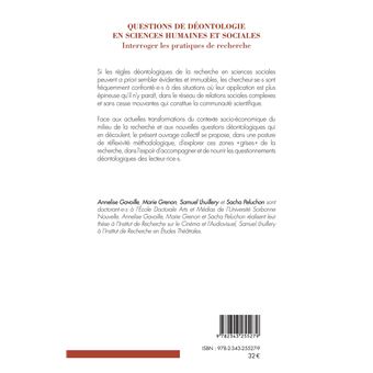 Questions de déontologie en sciences humaines et sociales