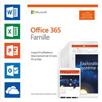 Microsoft Office 365 Famille FR 12 + 3 mois gratuits (6 utilisateurs)