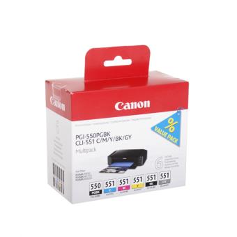 Canon PGI-550/CLI-551 PGBK/C/M/Y/BK/GY Multi Pack - Pack de 6 