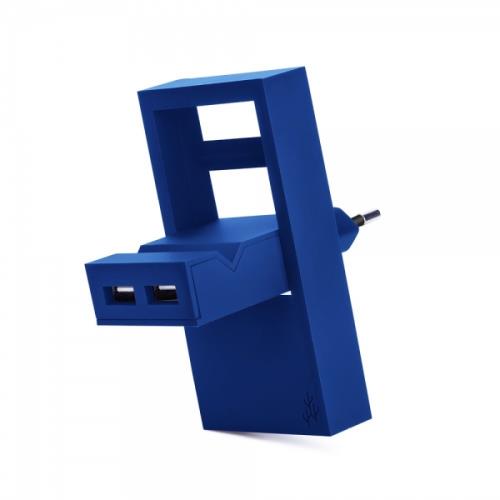 USBEPOWER POCKET CHARGER 2 PORTS USB PHONE SUPPORT BLUE