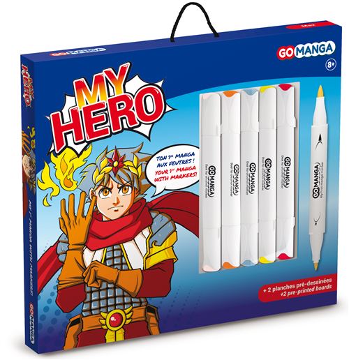 Kit de dessin Go Manga Max My Hero Papier et Couleurs assorties 27 x 27 cm