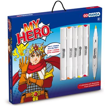 Kit de dessin Go Manga Max My Hero Papier et Couleurs assorties 27 x 27 cm