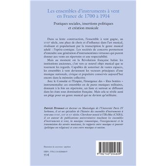 Les ensembles d'instruments a vent en france de 1700 a 1914