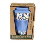 Mug en bambou Woodway motifs colombes bleu