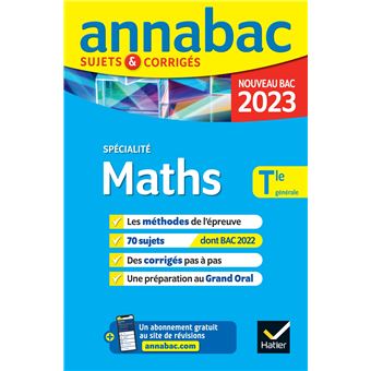 Annales du bac Annabac 2023 Maths Tle générale (spécialité)