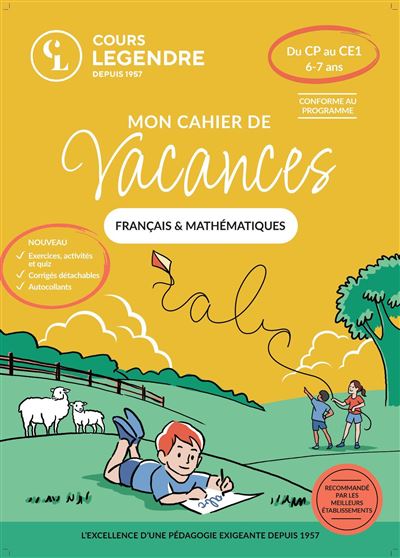Cours Legendre CP cahier de vacances du CP au CE1