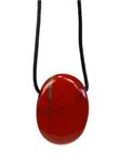 Collier Jaspe Rouge Pierre ovale percée Cordon noir
