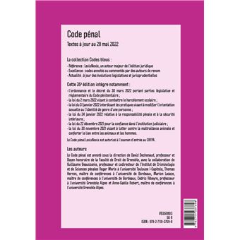 Code pénal 2023 jaquette Peace and love