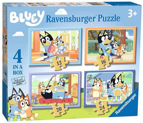 Puzzle Bluey 4 in a box Ravensburger 12/16/20/24 Pièces