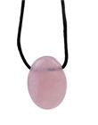 Collier Quartz Rose Pierre ovale percée Cordon noir