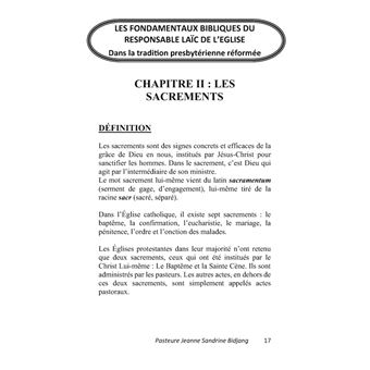 Les Fondamentaux Bibliques du Responsable Laïc de l'Eglise