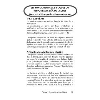 Les Fondamentaux Bibliques du Responsable Laïc de l'Eglise