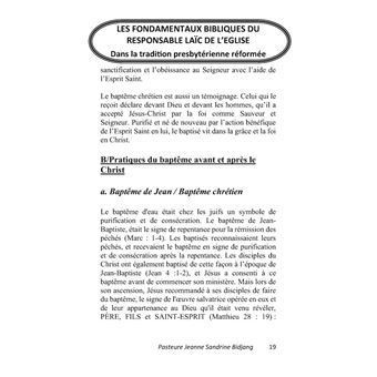 Les Fondamentaux Bibliques du Responsable Laïc de l'Eglise