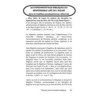 Les Fondamentaux Bibliques du Responsable Laïc de l'Eglise