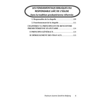 Les Fondamentaux Bibliques du Responsable Laïc de l'Eglise