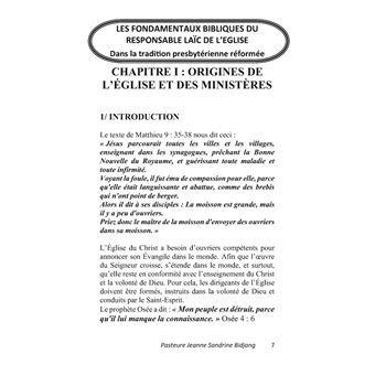 Les Fondamentaux Bibliques du Responsable Laïc de l'Eglise