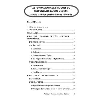 Les Fondamentaux Bibliques du Responsable Laïc de l'Eglise