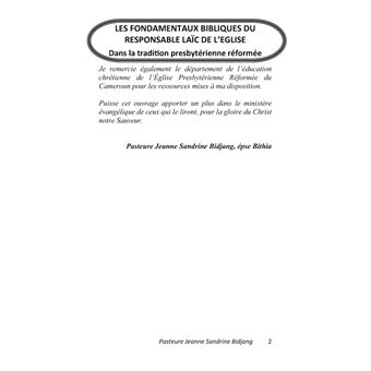 Les Fondamentaux Bibliques du Responsable Laïc de l'Eglise