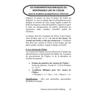 Les Fondamentaux Bibliques du Responsable Laïc de l'Eglise