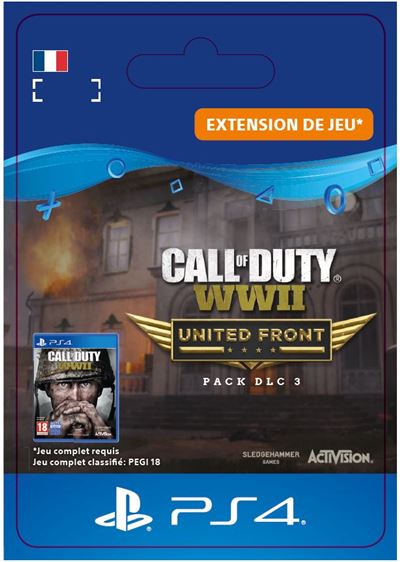Pochette avant du jeu Code de téléchargement extension DLC Call of Duty WWII United Front PS4