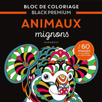 Bloc de coloriages Black Premium : Animaux mignons