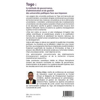 Togo : la méthode de gouvernance, d'administration et de gestion des universités publiques face aux impasses