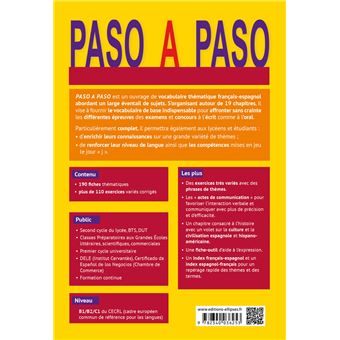 Paso a paso. Vocabulaire thématique espagnol en fiches et exercices corrigés B1-B2-C1
