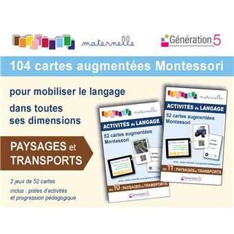 104 cartes augmentées Montessori Paysage et transports