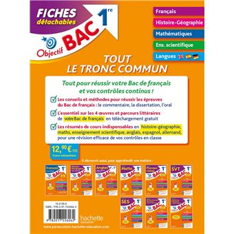 Objectif BAC Fiches détachables Tout le tronc commun 1re BAC 2024