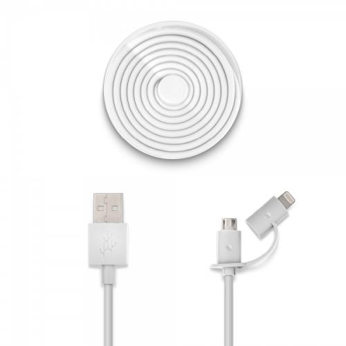 Câble 2 en 1 Usbepower Micro USB + Apple Lightning Avec détenteur 1.2 m