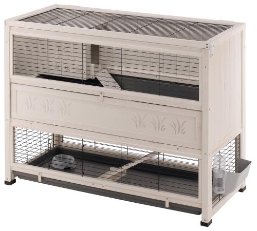 Ferplast Clapier d'intérieur pour lapins COTTAGE LARGE, Bois FSC, 2 étages, Accessoires inclus