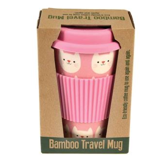 Mug en bambou Woodway motifs chats rose 400 ml