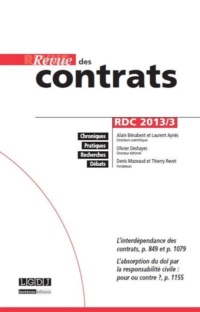 Revue des contrats n 3 - 2013 -  Collectif - broché