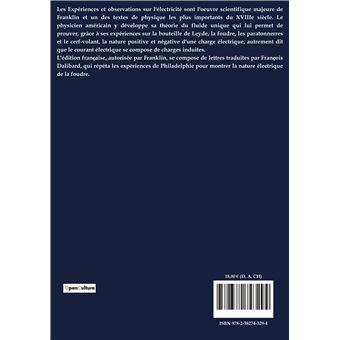 Expériences et observations sur l'électricité