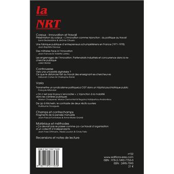 NRT 22 Innovation et travail