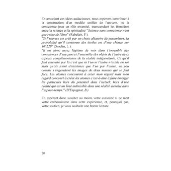 Proposition d'un nouveau modèle intégrant la conscience dans la physique quantique et la cosmologie et permettant leur unification