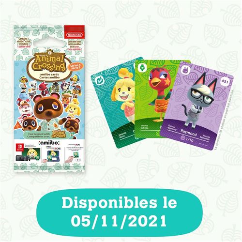Paquet de 3 cartes amiibo Animal Crossing Série 5 Nintendo
