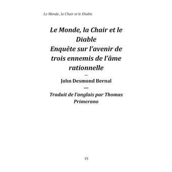 Le Monde La Chair et le Diable