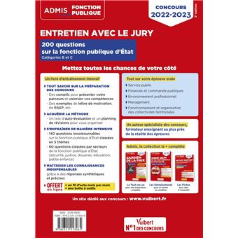 Entretien avec le jury - 200 questions sur la fonction publique d'État - Catégories B et C - Concours et examens professionnels