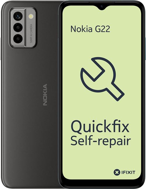 Nokia G22 - 4G smartphone - double SIM - RAM 4 Go / Mémoire interne 128 Go - microSD slot - 6.52 - 1200 x 720 pixels (90 Hz) - 3 x caméras arrière 50 MP, 2 MP, 2 MP - front camera 8 MP - gris météorite