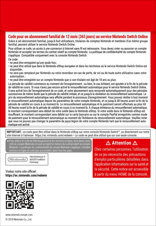 Console Nintendo Switch Lite Bleu + Nintendo Switch Online - Abonnement 12  Mois (Code de téléchargement)