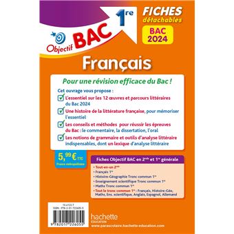 Objectif BAC Fiches détachables Français 1re BAC 2024