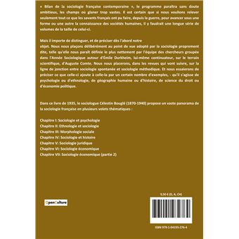 Bilan de la Sociologie française contemporaine