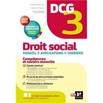 DCG 3 - Droit social - Manuel et applications - Millésime 2021-2022