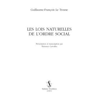 Les lois naturelles de l'ordre social