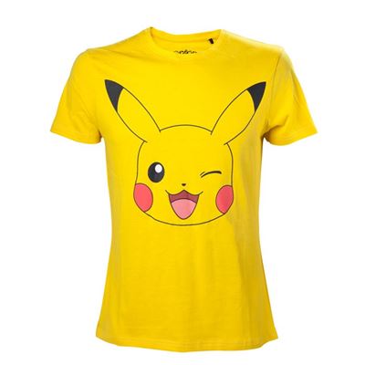T-Shirt Pokémon Pikachu Clin d'oeil Homme Taille L Jaune