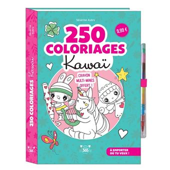 250 coloriages kawaï - crayon multi-mines offert