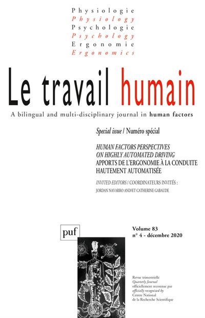 Le travail humain 2020-4, vol. 83, n.4 -  Collectif - broché