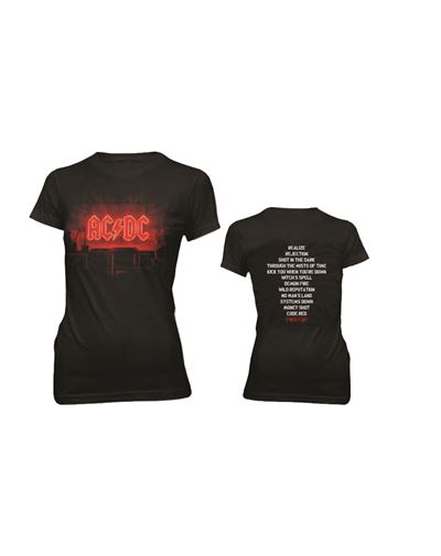 T-Shirt AC/DC Power Up Logo Silhouette Ladies Noir