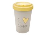 Mug en bambou Woodway I Love Coffee jaune